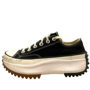 Black Canvas Platform Sneakers with White Accents